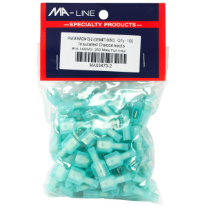 MA-Line MA03473-2 Quick Disconnect Fully Insulated Male 16-14M, 250 TAB. Bag of 100ea MA-Line MA03473-2 Quick Disconnect Fully Insulated Male 16-14M, 250 TAB. Bag of 100ea