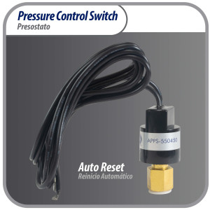 Appli Parts APPS-550450 Hi Pressure control switch R410, Open 550 psi, Close 450 psi, 40 in Cable, SPST, 1/4 SAE female connection, Automatic Reset, universal replacement for Air Conditioning Applications Appli Parts APPS-550450 Hi Pressure control switch R410, Open 550 psi, Close 450 psi, 40 in Cable, SPST, 1/4 SAE female connection, Automatic Reset, universal replacement for Air Conditioning Applications