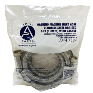 Appli Parts APIH-7234 2 Mangueras 1.8 m Lavadora Entrada de Agua de Acero Inoxidable Trenzado, con Empacaduras, Conectrores 3/4 pulg Hembra, conexiones Rectas Appli Parts APIH-7234 2 Mangueras 1.8 m Lavadora Entrada de Agua de Acero Inoxidable Trenzado, con Empacaduras, Conectrores 3/4 pulg Hembra, conexiones Rectas