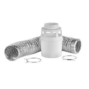 Lambro 211L-36 Kit de Ventilacion Interior para Secadora Electrica 4 in x 1.5 m, con Recipiente Atrapa Pelusa, Ducto Flexible UL 2158A, Soporte de Pared y 2 Abrazaderas