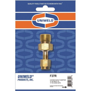 Uniweld F27R Oxygen Outlet Adapter A RH Inlet to A RH Hose Nuts
