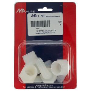 MA-Line MA-22117 Codo de Nylon para Linea de Condensado de 1/2pulg Barb x 3/4pulg NPT (4 x Bolsa) MA-Line MA-22117 Codo de Nylon para Linea de Condensado de 1/2pulg Barb x 3/4pulg NPT (4 x Bolsa)