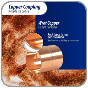 Appli Parts AP-A158B5 1-5/8 in Wrot Copper Coupling fitting CxC Sweat connections for refrigeration, air conditioning and plumbing applications ACR and Type L copper pipe (5 x Bag)

