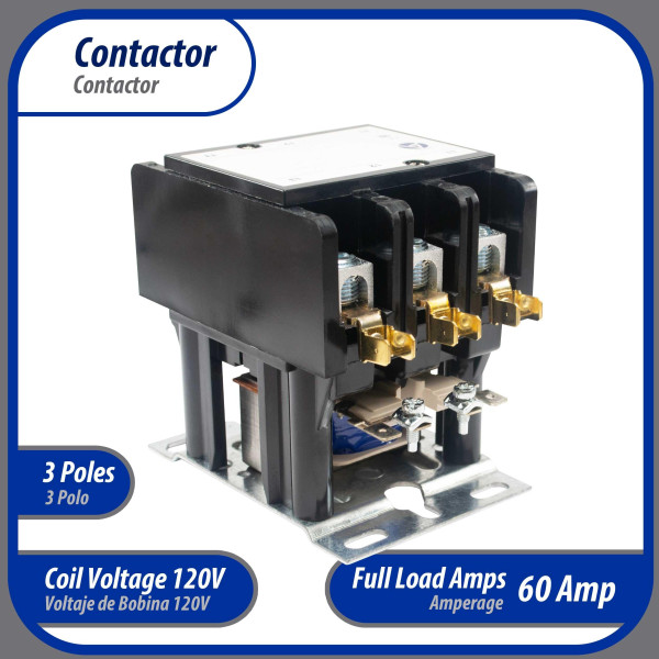 Appli Parts APAC-360120 Heavy Duty Contactor 3 Poles 60A 120V Coil Replacement for AC Compressors and Electrical Applications UL Certified 476929 Appli Parts APAC-360120 Heavy Duty Contactor 3 Poles 60A 120V Coil Replacement for AC Compressors and Electrical Applications UL Certified 476929