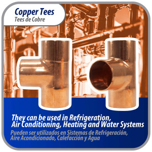 Appli Parts AP-T138B5 1-3/8 pulg Tee de Cobre Conexiones CxCxC soldadas para aplicaciones de refrigeracion, aire acondicionado y plomeria Tuberia de Cobre ACR y Tipo L (5 x Bolsa)