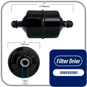 Appli Parts APFD-163 Filtro Secador 3/8 pulg para linea Liquido para Sistemas de Refrigeracion y aire acondicionado 163 SAE Rosca Universal Unidireccional 178mm Largo 76mm Ancho Appli Parts APFD-163 Filtro Secador 3/8 pulg para linea Liquido para Sistemas de Refrigeracion y aire acondicionado 163 SAE Rosca Universal Unidireccional 178mm Largo 76mm Ancho