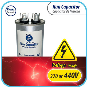 Appli Parts Run Capacitor for ac 35 Mfd uF (microfarads) 370 VAC or 450 VAC CBB65 Round Universal fit for hvac and other applications 3-5/8 in High 1-7/8 in Wide CON-35-450
 Appli Parts Run Capacitor for ac 35 Mfd uF (microfarads) 370 VAC or 450 VAC CBB65 Round Universal fit for hvac and other applications 3-5/8 in High 1-7/8 in Wide CON-35-450