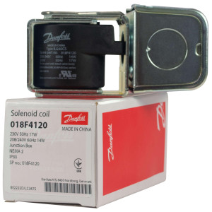 Danfoss 018F4120 Solenoid Coil 208-240 V, 60 Hz, 14 W, 230 V, 50 Hz, 17 W, BJ230CS, Junction Box