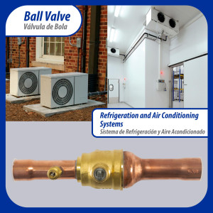 Appli Parts APBV-034 3/4 in Shut Off Ball Valve ODF Universal Replacement 610 psi (4.2 Mpa) max pressure -22 F to 248 F work temperature with 1/4 in SAE service port, with 7 in overall length