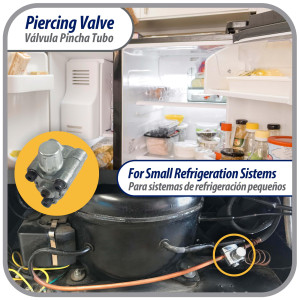 Appli Parts APT-PV310 1/2, 5/8 in Bullet Piercing Valve kit with tube size adapters and o ring seal for small refrigeration systems with 1/4in SAE Service Port Appli Parts APT-PV310 1/2, 5/8 in Bullet Piercing Valve kit with tube size adapters and o ring seal for small refrigeration systems with 1/4in SAE Service Port
