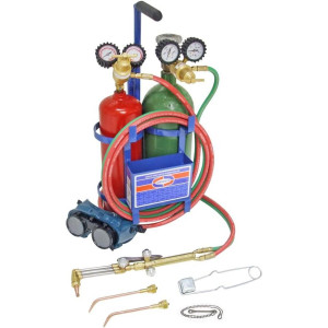 Uniweld KLC100CT Welding Outfit Includes: Weld Handle and Tip / Cutting Attachment and Tip / Oxygen and Acetylene Regulator / Hoses / Goggles / Lighter / Stand / Tank Key / Carry Stand and Tanks
 Uniweld KLC100CT Welding Outfit Includes: Weld Handle and Tip / Cutting Attachment and Tip / Oxygen and Acetylene Regulator / Hoses / Goggles / Lighter / Stand / Tank Key / Carry Stand and Tanks