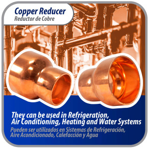 Appli Parts AP-R158118 1-5/8x1-1/8 in Reducing Bushing Copper pipe fittings CxC Sweat connections for refrigeration, air conditioning and plumbing applications ACR and Type L copper pipe