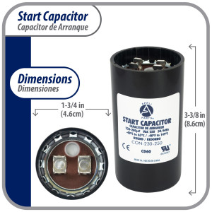 Appli Parts CON-230-250 Capacitor de Arranque 233-280 MFD (microfaradios) uF, 250 VAC. Universal para Motores Electricos, condensador de arranque de 4.6 cm de Diametro, 8.6 cm de Alto
