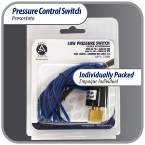 Appli Parts APPS-2580 Lo Pressure Control Switch R22, Open 25 psi, Close 80 psi, 40 in Cable, SPST, 1/4 SAE female connection, Automatic Reset, universal replacement for Air Conditioning Applications Appli Parts APPS-2580 Lo Pressure Control Switch R22, Open 25 psi, Close 80 psi, 40 in Cable, SPST, 1/4 SAE female connection, Automatic Reset, universal replacement for Air Conditioning Applications