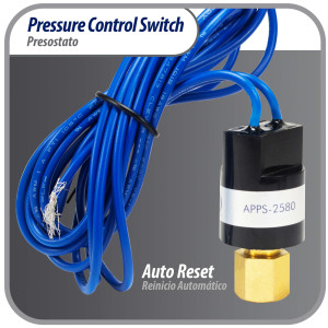 Appli Parts APPS-2580 Lo Pressure Control Switch R22, Open 25 psi, Close 80 psi, 40 in Cable, SPST, 1/4 SAE female connection, Automatic Reset, universal replacement for Air Conditioning Applications Appli Parts APPS-2580 Lo Pressure Control Switch R22, Open 25 psi, Close 80 psi, 40 in Cable, SPST, 1/4 SAE female connection, Automatic Reset, universal replacement for Air Conditioning Applications