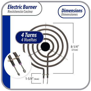 WB30X253 Appli Parts Resistencia Cocina Estufa 4 Vueltas, 8 pulg, 240 V, Compatible con General Electric SP21YA, WB30K10003, 404072, SU202, SP21YA, TS4W8221, Y04000035, WB30T10071, 5304431015, 5303015715 WB30X253 Appli Parts Resistencia Cocina Estufa 4 Vueltas, 8 pulg, 240 V, Compatible con General Electric SP21YA, WB30K10003, 404072, SU202, SP21YA, TS4W8221, Y04000035, WB30T10071, 5304431015, 5303015715