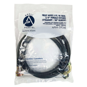 Appli Parts APIH-5934E Manguera 1.5 m Entrada de Agua Lavadora con 2 Sellos o Gomas, rosca de 3/4 pulg, conexiones Recta y codo de 90 grados Appli Parts APIH-5934E Manguera 1.5 m Entrada de Agua Lavadora con 2 Sellos o Gomas, rosca de 3/4 pulg, conexiones Recta y codo de 90 grados