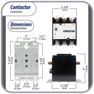 Appli Parts APAC-330120 Heavy Duty 3 Poles Contactor 30 Amp 120 Volts Coil Replacement for ac Compressor and Electrical Applications UL Certified 476929