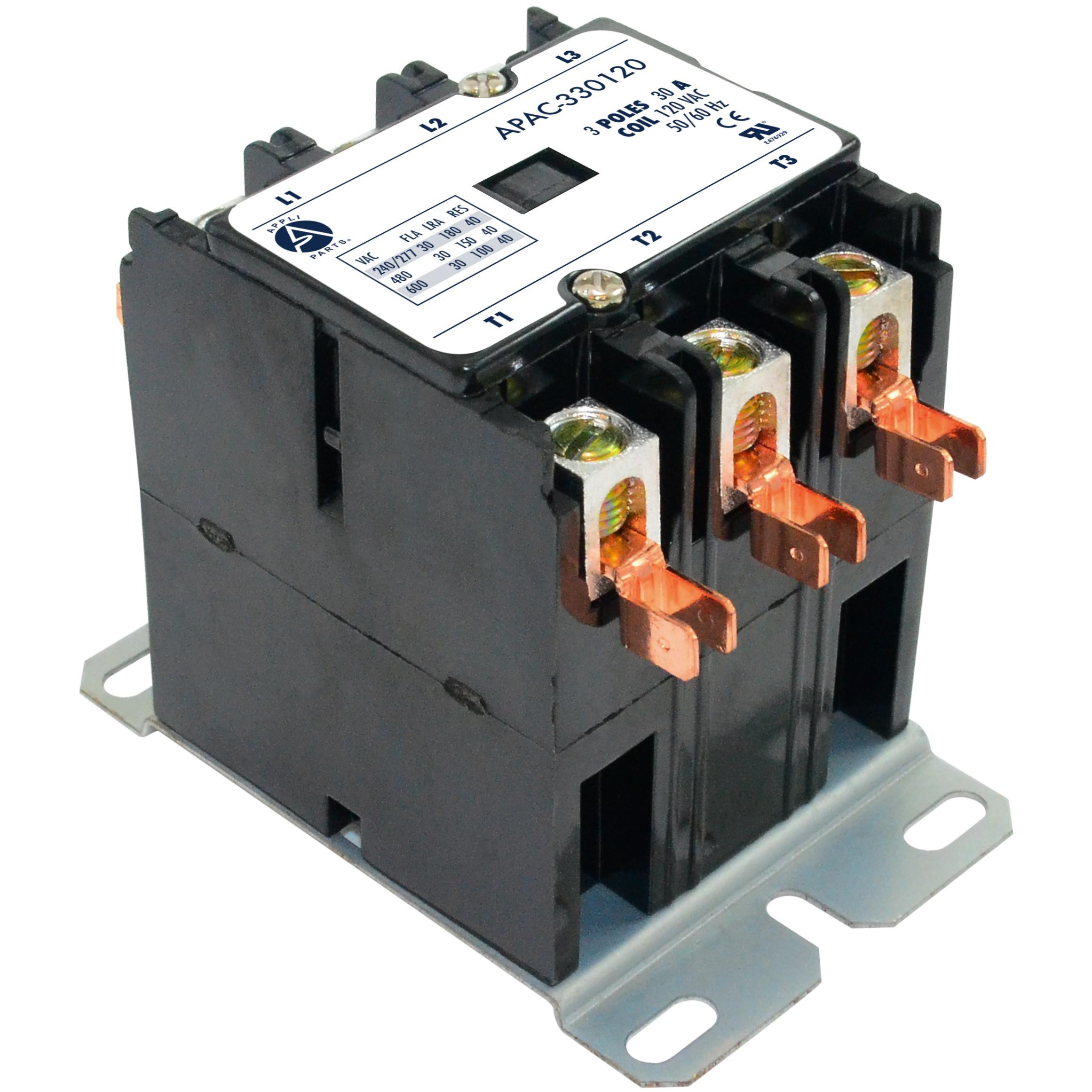 Appli Parts APAC-330120 Heavy Duty 3 Poles Contactor 30 Amp 120 Volts Coil Repla