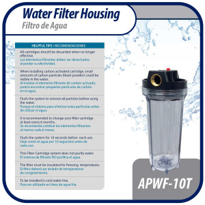 Appli Parts APWF-10T Water Filter 10 in Clear with 3/4 in Female Bronze Connector (Does not include the filter element) Appli Parts APWF-10T Water Filter 10 in Clear with 3/4 in Female Bronze Connector (Does not include the filter element)
