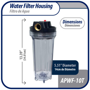 Appli Parts APWF-10T Water Filter 10 in Clear with 3/4 in Female Bronze Connector (Does not include the filter element) Appli Parts APWF-10T Water Filter 10 in Clear with 3/4 in Female Bronze Connector (Does not include the filter element)