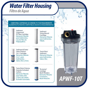 Appli Parts APWF-10T Water Filter 10 in Clear with 3/4 in Female Bronze Connector (Does not include the filter element) Appli Parts APWF-10T Water Filter 10 in Clear with 3/4 in Female Bronze Connector (Does not include the filter element)