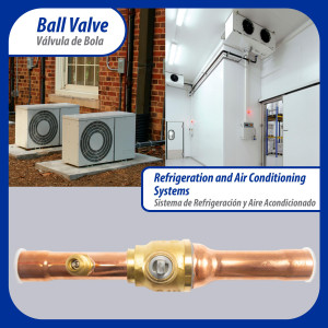 Appli Parts APBV-058 5/8 in Shut Off Ball Valve ODF Universal Replacement 610 psi (4.2 Mpa) max pressure -22 F to 248 F work temperature with 1/4 in SAE service port, with 6-1/2 in overall length