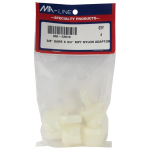 MA-Line MA-22013 Junta de Nylon para Linea de Condensado de 3/8pulg Barb x 3/4pulg NPT (4 por bolsa) MA-Line MA-22013 Junta de Nylon para Linea de Condensado de 3/8pulg Barb x 3/4pulg NPT (4 por bolsa)
