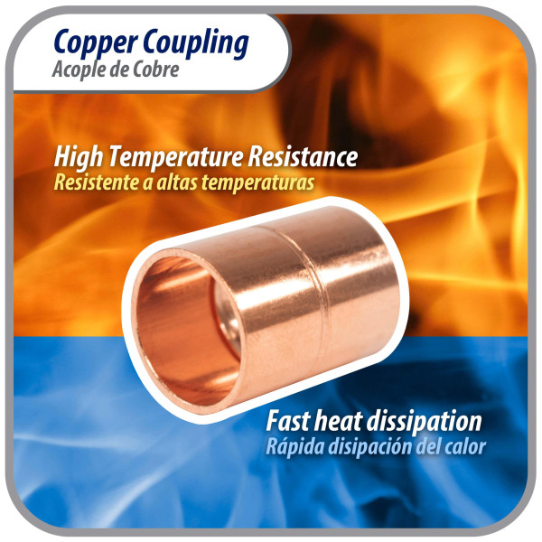 Appli Parts AP-R158058B5 1-5/8x5/8 In Reducing Bhing Copper Pipe Fittings CxC Sweat Connections For Refrigeration Air Conditioning And Plumbing Applications Acr And Type L Copper Pipe 5xbag