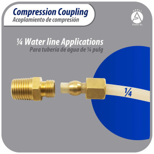 Appli Parts APWF-100BC 1/4 in Brass Compression Fitting reduction coupling for in line water filter with Male 3/8 in NPT connection for Copper or PVC tubing Appli Parts APWF-100BC 1/4 in Brass Compression Fitting reduction coupling for in line water filter with Male 3/8 in NPT connection for Copper or PVC tubing