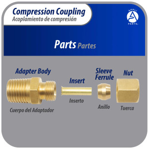 Appli Parts APWF-100BC 1/4 in Brass Compression Fitting reduction coupling for in line water filter with Male 3/8 in NPT connection for Copper or PVC tubing Appli Parts APWF-100BC 1/4 in Brass Compression Fitting reduction coupling for in line water filter with Male 3/8 in NPT connection for Copper or PVC tubing