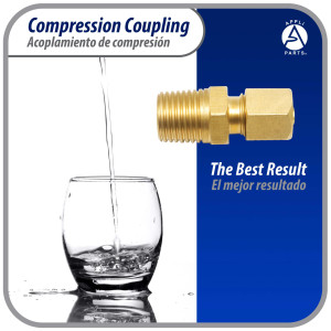 Appli Parts APWF-100BC 1/4 in Brass Compression Fitting reduction coupling for in line water filter with Male 3/8 in NPT connection for Copper or PVC tubing Appli Parts APWF-100BC 1/4 in Brass Compression Fitting reduction coupling for in line water filter with Male 3/8 in NPT connection for Copper or PVC tubing
