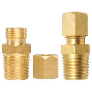 Appli Parts APWF-100BC 1/4 in Brass Compression Fitting reduction coupling for in line water filter with Male 3/8 in NPT connection for Copper or PVC tubing Appli Parts APWF-100BC 1/4 in Brass Compression Fitting reduction coupling for in line water filter with Male 3/8 in NPT connection for Copper or PVC tubing