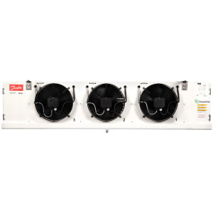 Danfoss 114U0005 Evaporator Optyma MBP 21K Btu/hr at 25F SST Compatible with R404A, Air Defrost 6FPI Low Profile 3 x 12in ECM fans DACC RX L210.1A4/A1 230V/1Ph/60Hz 
