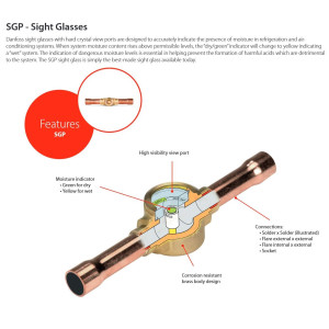 Danfoss 014L0145 Sight Glass 5/8in ODF SGP 16s N R410/R22/R404/R134 