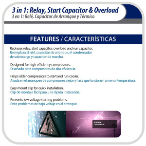 Appli Parts APTO-810 1/12 to 1/5 Hp, 115 V, 3 in 1 Solid State Hard Start Relay, Capacitor and Overload for compressors, replaces RCO-810 Appli Parts APTO-810 1/12 to 1/5 Hp, 115 V, 3 in 1 Solid State Hard Start Relay, Capacitor and Overload for compressors, replaces RCO-810