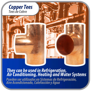 Appli Parts AP-T158 1-5/8 pulg Tee de Cobre Conexiones CxCxC soldadas para aplicaciones de refrigeracion, aire acondicionado y plomeria Tuberia de Cobre ACR y Tipo L