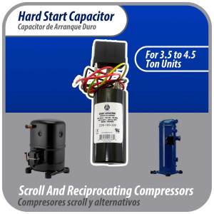 Appli Parts APHS-2 3.5 to 4.5 TON Hard Start kit 208-265 V, 1 Ph for air conditioner includes Capacitor 189-227mfd 330V and Potential Relay for Air Conditioner scroll and reciprocating compressors