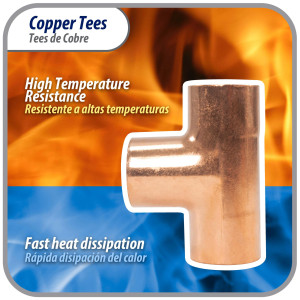 Appli Parts AP-T058B10 5/8pulg Tee de Cobre Conexiones CxCxC soldadas para aplicaciones de refrigeracion, aire acondicionado y plomeria Tuberia de Cobre ACR y Tipo L (10 x Bolsa)
