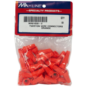 MA-Line MA01020-2 Orange Twist on Wire Connector No. 22 through 14 AWG. Bag of 50ea MA-Line MA01020-2 Orange Twist on Wire Connector No. 22 through 14 AWG. Bag of 50ea