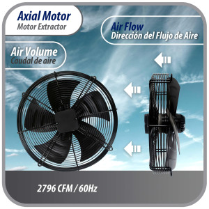 Appli Parts AXF-500-3 19-3/4 in Axial Fan Motor Guard Mounted Fan Blade 220 V, 3 Ph, 50-60 Hz, 500 W, 1450 rpm, Universal replacement for Cold Room Evaporators and Condensing Units