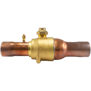 Appli Parts APBV-258 2-5/8 in Shut Off Ball Valve ODF Universal Replacement 610 psi (4.2 Mpa) max pressure -22 F to 248 F work temperature with 1/4 in SAE service port, with 14-5/6 in overall length