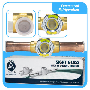 Appli Parts APSG-58S 5/8 in Sight Glass and liquid moisture indicator Solder connections with take-apart Body for HVAC/R installations suitable for CFC HCFC HFC refrigerants Appli Parts APSG-58S 5/8 in Sight Glass and liquid moisture indicator Solder connections with take-apart Body for HVAC/R installations suitable for CFC HCFC HFC refrigerants