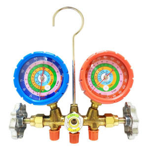 Appli Parts APMG-A3B36S R134,R22,R404,R410 Manifold Gauge Set, Brass Body with Sight-glass, Includes 36 in long 1/4 in SAE Hose Set, Pressure psi, Temperature Fahrenheit Scales Appli Parts APMG-A3B36S R134,R22,R404,R410 Manifold Gauge Set, Brass Body with Sight-glass, Includes 36 in long 1/4 in SAE Hose Set, Pressure psi, Temperature Fahrenheit Scales