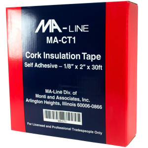 MA-Line MA-CT1 Cinta de Corcho de 1/8pulg x 2pulg x 30pies. Se Adhiere Firmemente a todos los Metales. Previene la Condensacion y el Goteo. Tuberias Frias y Calientes (12 por Caja) MA-Line MA-CT1 Cinta de Corcho de 1/8pulg x 2pulg x 30pies. Se Adhiere Firmemente a todos los Metales. Previene la Condensacion y el Goteo. Tuberias Frias y Calientes (12 por Caja)