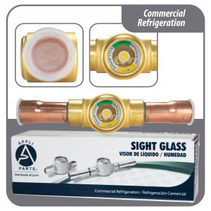 Appli Parts APSG-58AS 5/8 in Sight Glass and liquid moisture indicator Solder connections with Solid Body for HVAC/R installations suitable for CFC HCFC HFC refrigerants