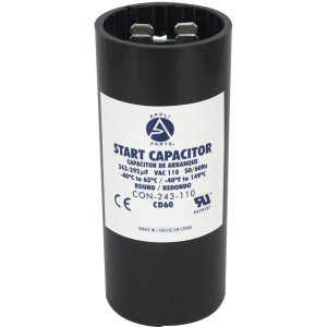 Appli Parts CON-243-110 Capacitor de Arranque 243-292 MFD (microfaradios) uF, 110-125 VAC. Universal para Motores Electricos, condensador de arranque de 3.7 cm de Diametro, 8.6 cm de Alto