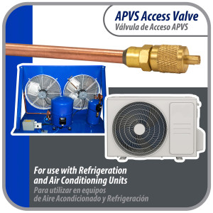 Appli Parts APVS-1431631/4 in SAE Access Schrader Valve x 3/16 ODF x 3 in Copper Stem with Valve Core and Cap with gasket and core remover for AC and refrigeration systems Appli Parts APVS-1431631/4 in SAE Access Schrader Valve x 3/16 ODF x 3 in Copper Stem with Valve Core and Cap with gasket and core remover for AC and refrigeration systems