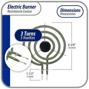 Appli Parts Resistencia Cocina Estufa 3 Vueltas, 6 pulg, 240 V,Remplaza SP12YA, WB30K10002, SU201, TS3W6212, 404064, WB30K10005, 5303015716, 316439800, 318372210, WB30T10023, WB30T10075, 2391B, 5304431013, Y04000036, WB30X254, 8053265, 5303310281, 97 Appli Parts Resistencia Cocina Estufa 3 Vueltas, 6 pulg, 240 V,Remplaza SP12YA, WB30K10002, SU201, TS3W6212, 404064, WB30K10005, 5303015716, 316439800, 318372210, WB30T10023, WB30T10075, 2391B, 5304431013, Y04000036, WB30X254, 8053265, 5303310281, 97