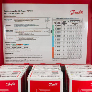 Danfoss 068Z7100 Expansion Valve Kit T 2, TE 2, includes 1 x 068Z3206, 1 x 068Z3209, 1 x 068Z3400, 1 x 068Z3403, 1 x 068Z3346, 1 x 068Z3348,1 x 068-2002, 1 x 068-2003, 1 x 068-2010,  2 x 068-2015, 2 x 068-2006, 1 x 068-2007, 1 x 068-2008, 1 x 068-200
